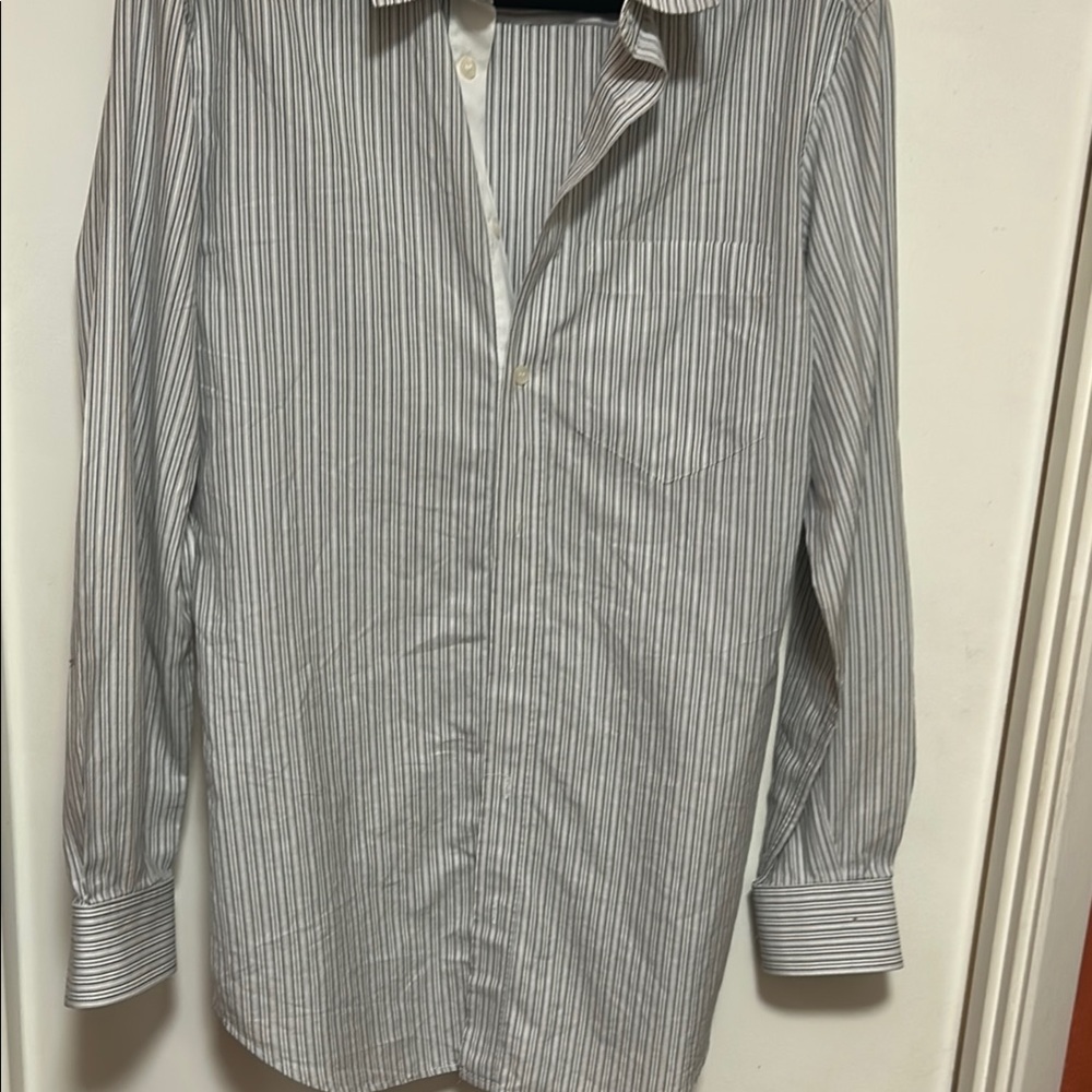 Gray and White Casual Button Down Shirt